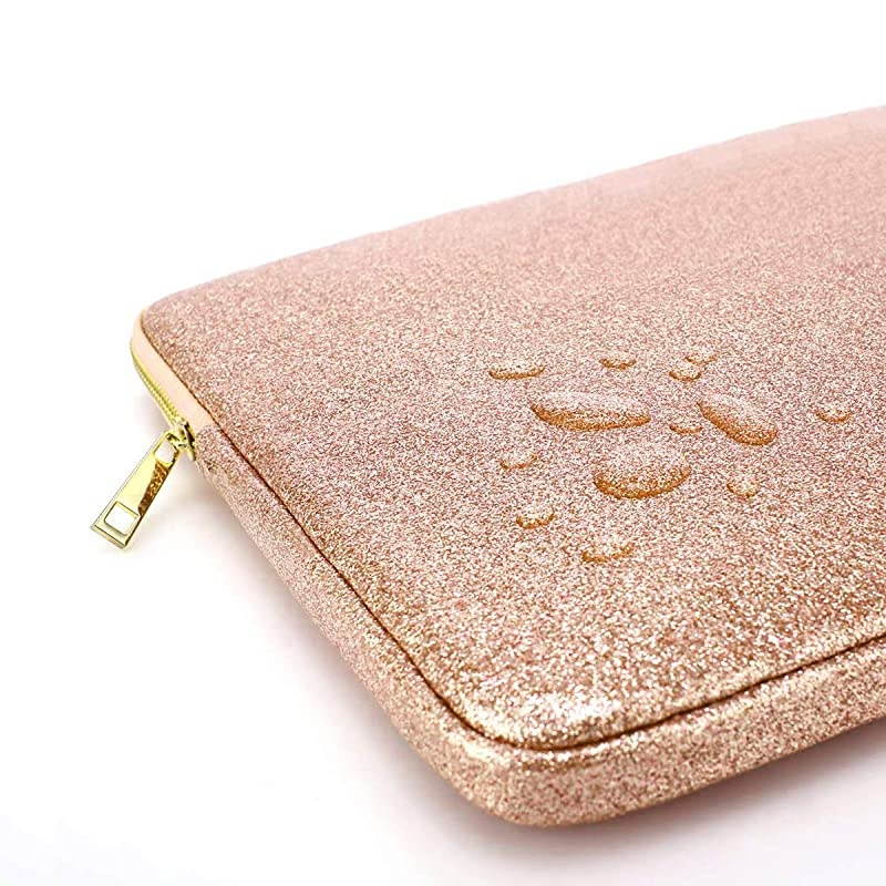 Sleeve Case Bag 13inch- Waterproof Glitter PU Leather Protective Cases Cover Compatible 13.3 Inch MacBook Air Pro Retina /Surface , Rose Gold