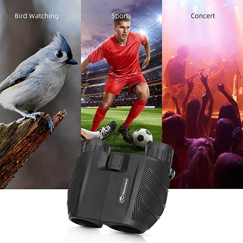 10x25 Compact Binoculars High Powered Binoculars for Adults with Low Light Night Vision Easy Focus Binoculars Clear for Bird Watching Outdoor Sports Games and Concerts