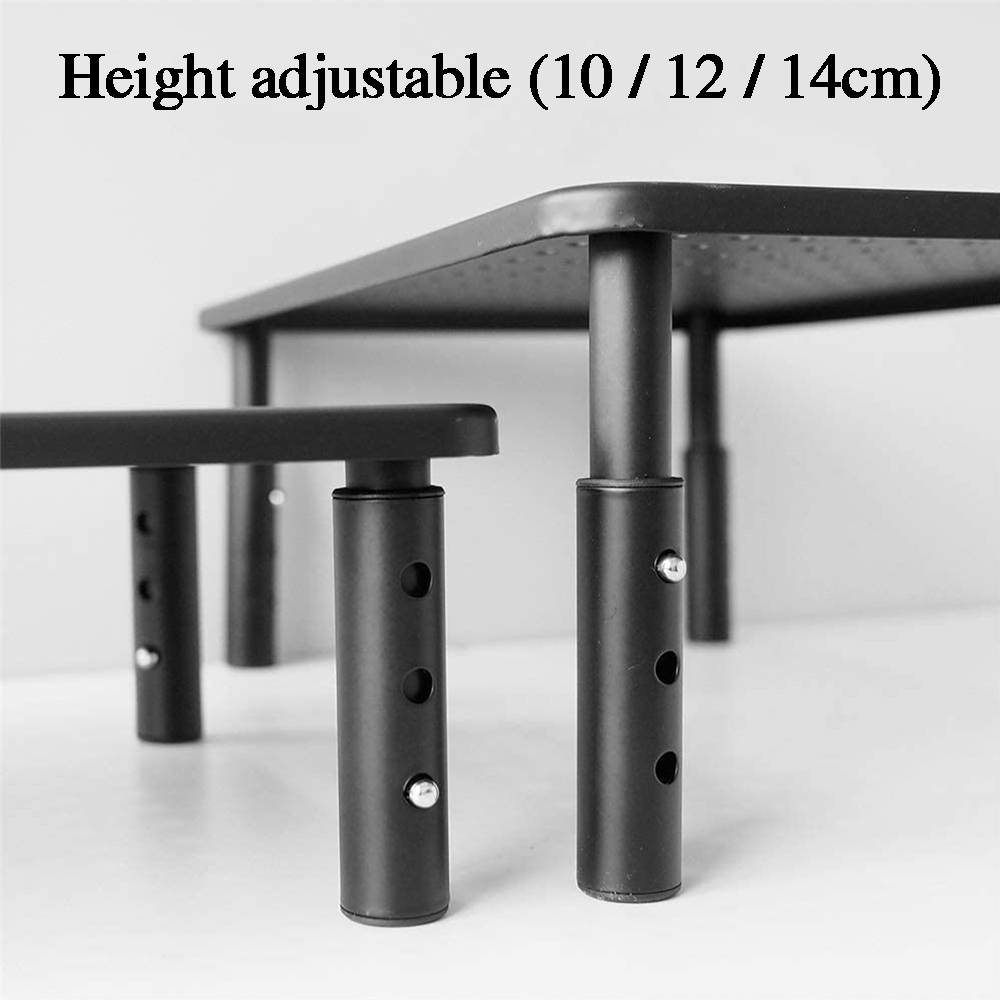 14.5''x 9.2'' Monitor Stand Riser with Vented Metal 3 Height Adjustable (3.9'',4.7'',5.5''), Dual Monitor Stand for Computer, Laptop, iMac, PC, Printer, Desktop Ergonomic Monitor Riser Stand
