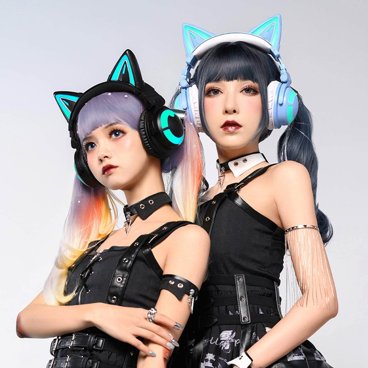 YOWU Cat Ear Headphone 3G Wireless Bluetooth 5.0 Foldable Gaming Headset with 7.1 Surround Sound,40mm Drivers,Built-in Mic & Customizable Lighting and Effect via APP