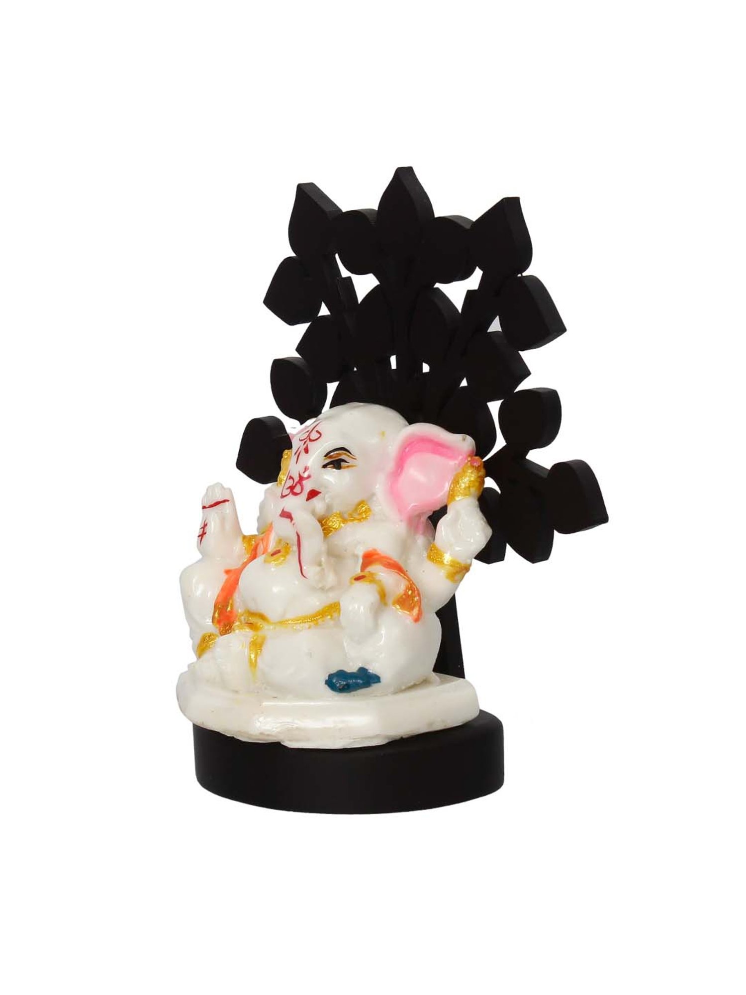 Decorative Lord Ganesha Idol with Wooden Tree for Car Dashboard, Home Temple and Office Desks