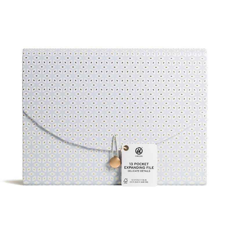 U Brands 13 Pocket Expanding File Blue