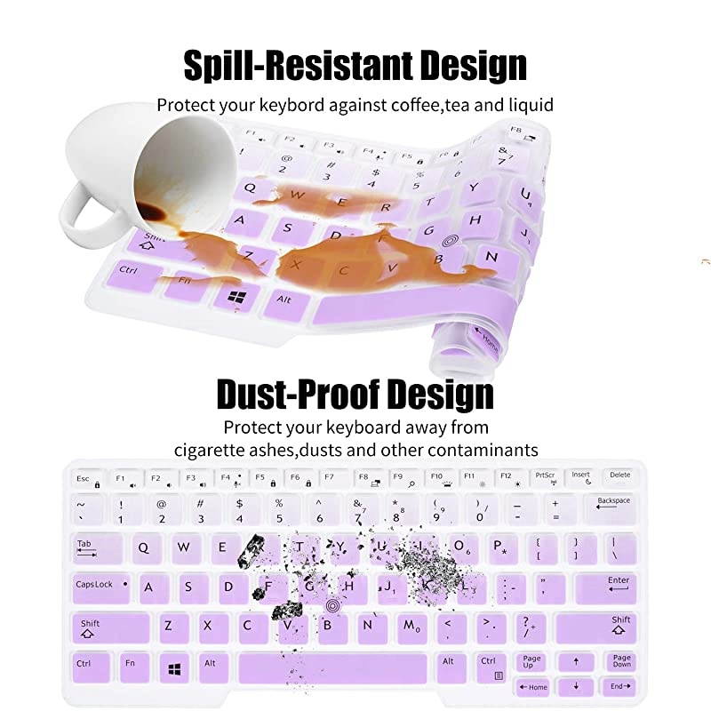 Keyboard Cover Compatible with Latitude 5480 5490 7490 14 Laptop Latitude 3340 E3340 E5490 5491 E5491 E5450 E5470 E7450 E7470 7480 E7480 Keyboard Skin with Pointing Ombre Purple