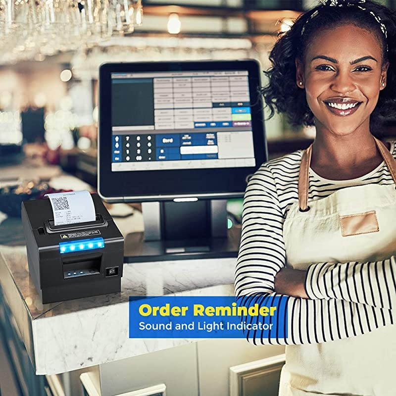 Receipt Printer P068, 3'1/8 80mm Direct Thermal Printer, POS Printer with Auto Cutter - Receipt Printer with USB Serial Ethernet Windows Driver ESC/POS Support Cash Drawer