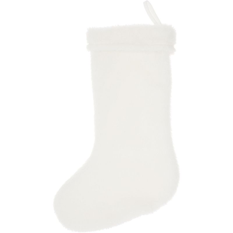 Mina Victory Home For The Holiday White Rabbit Fur Stocking 17" x 10"