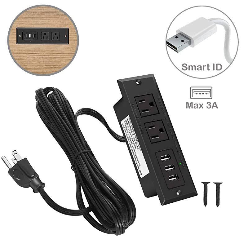 Recessed Power Strip Recessed Desk Outlet with 31A Max USB in Conference Desk Recessed Power Outlets Socket Desktop Power Grommet with 656ft Power Cord
