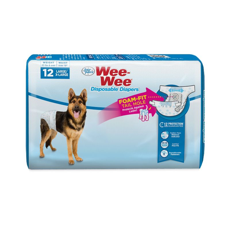 Four Paws Wee-Wee Disposable Dog Diapers - 12ct - L/XL