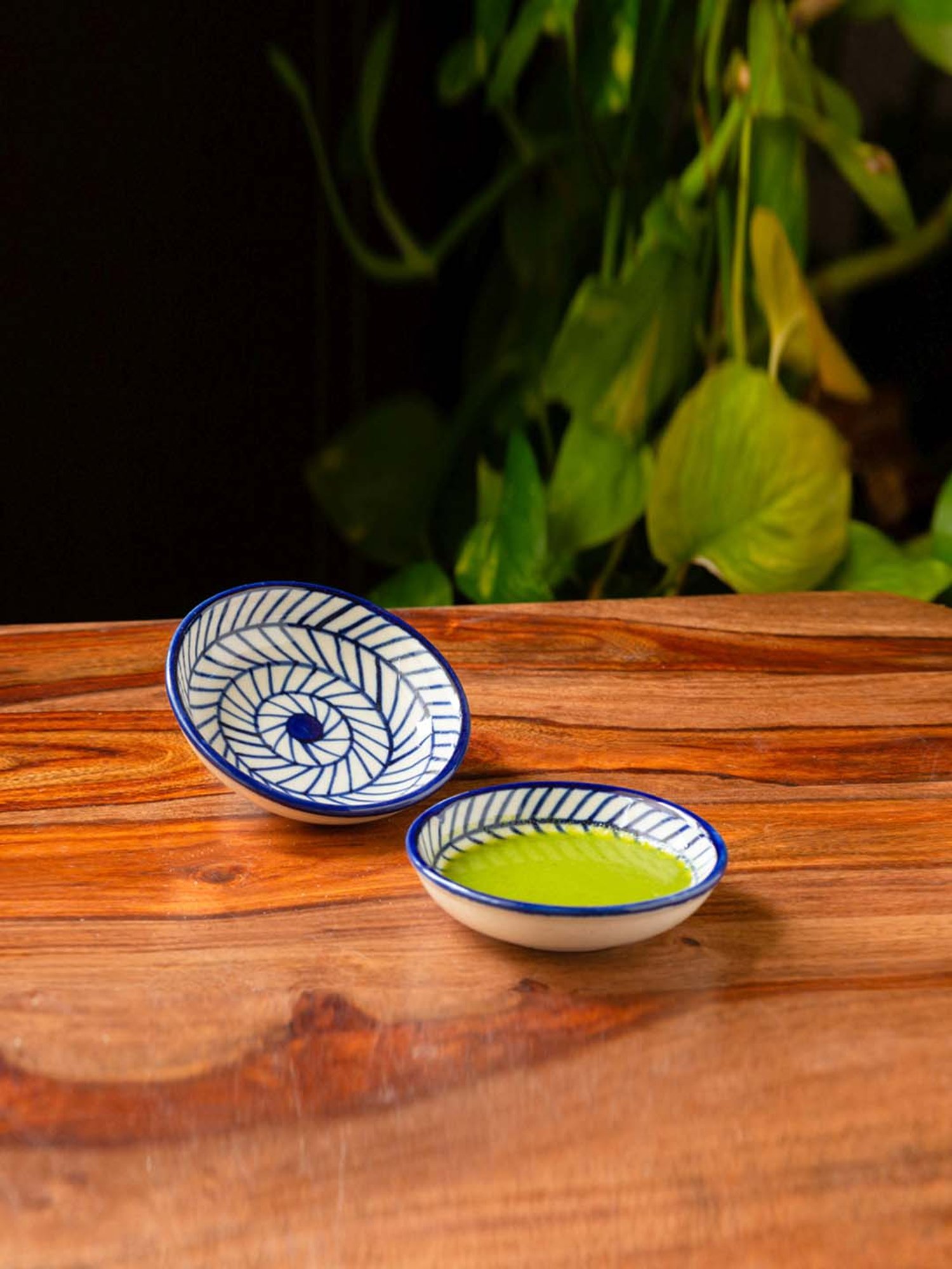 BlackCarrot Black & White Ceramic Dip Bowls Set of 2