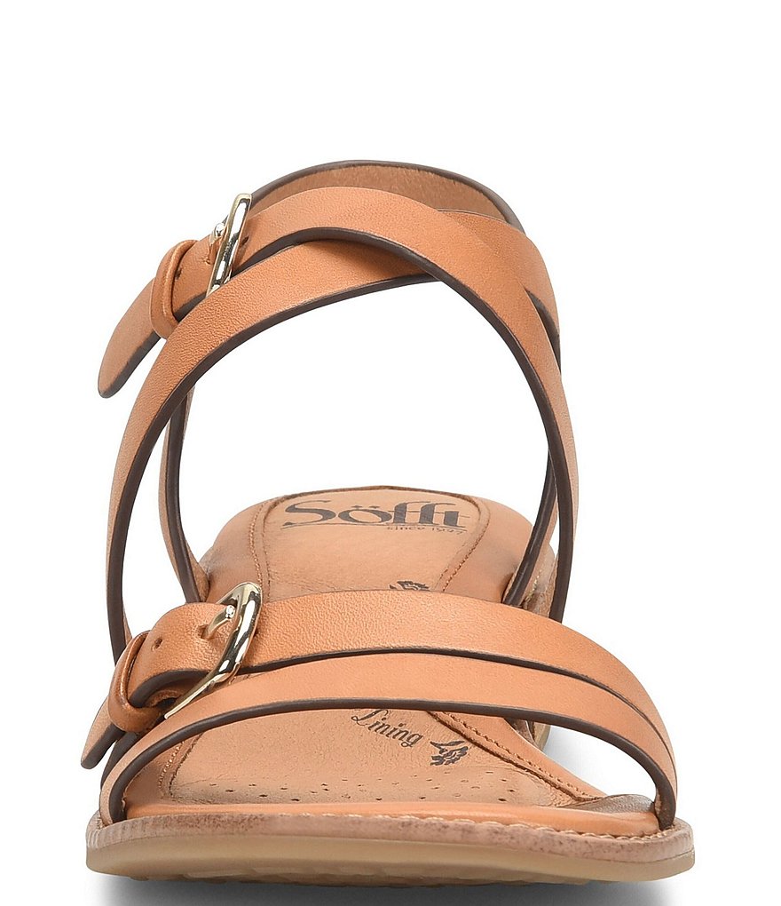 Sofft Nadie II Leather Double Buckle Stacked Heel Sandals