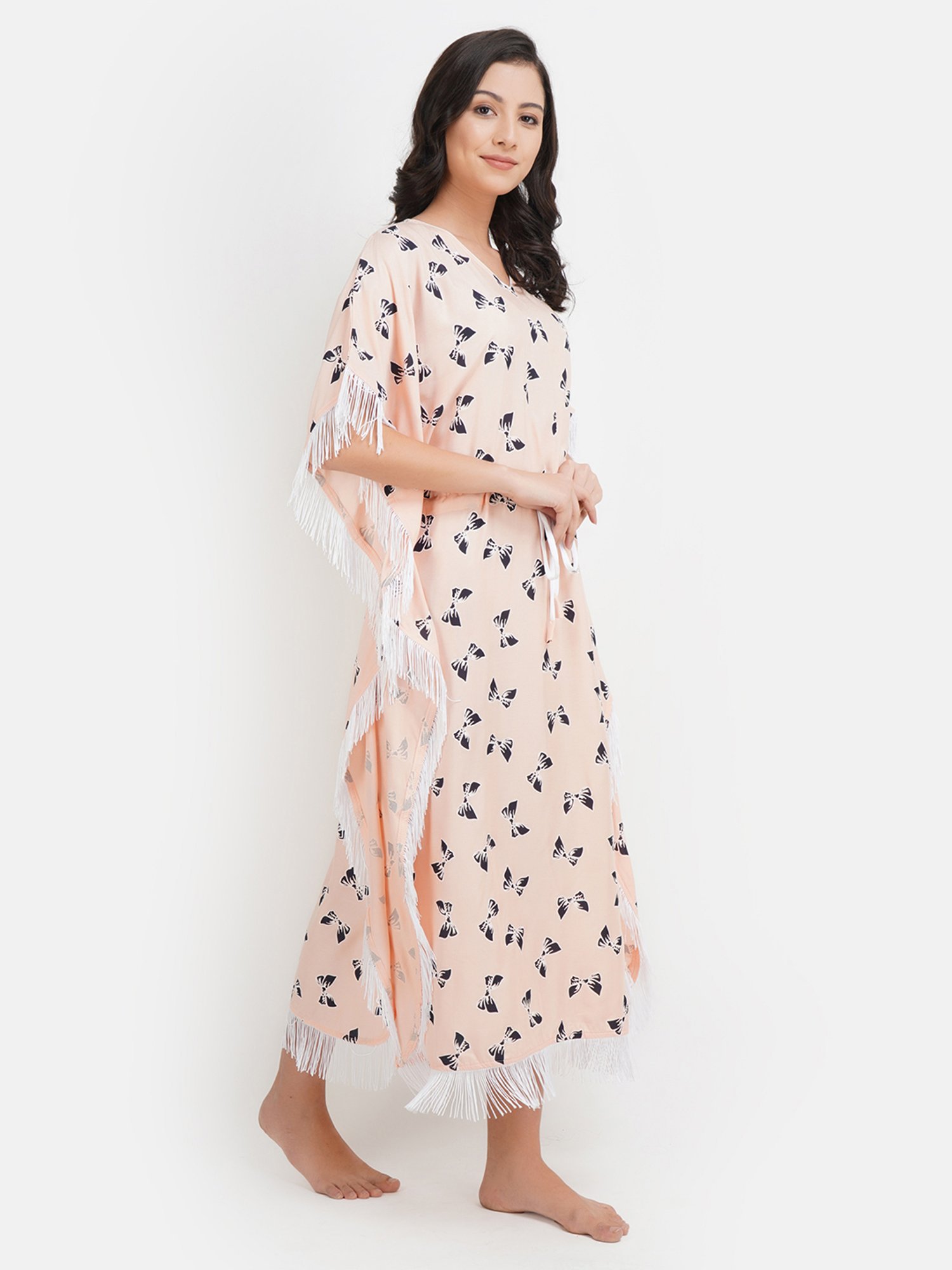 KOI SLEEPWEAR Peach Printed Kaftan Nighty