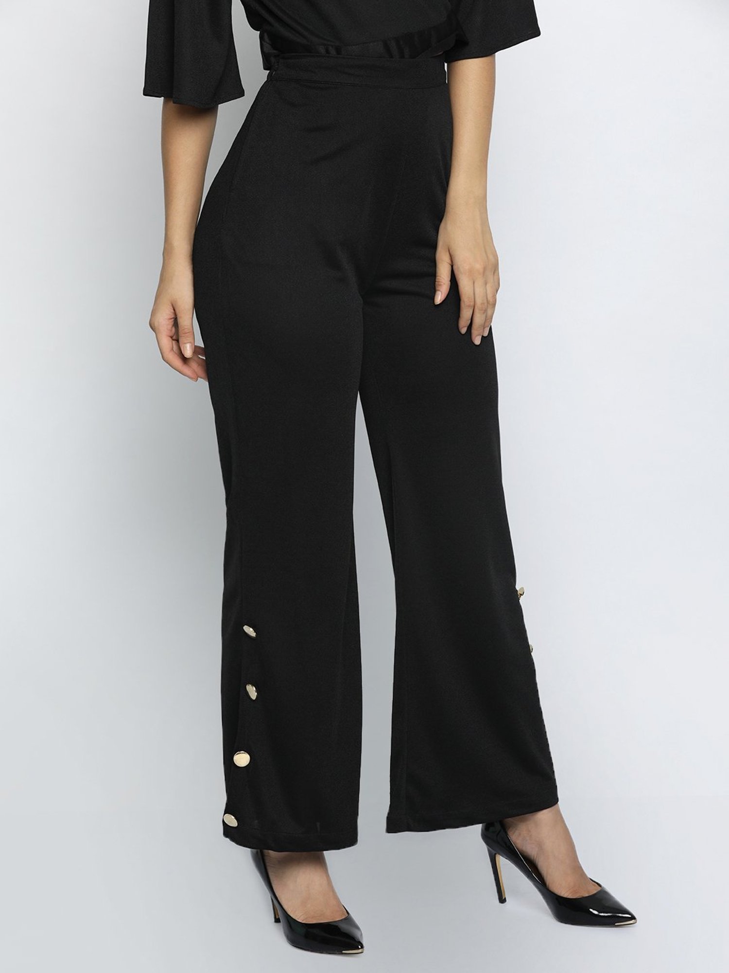 ISU Black Flat Front Trousers