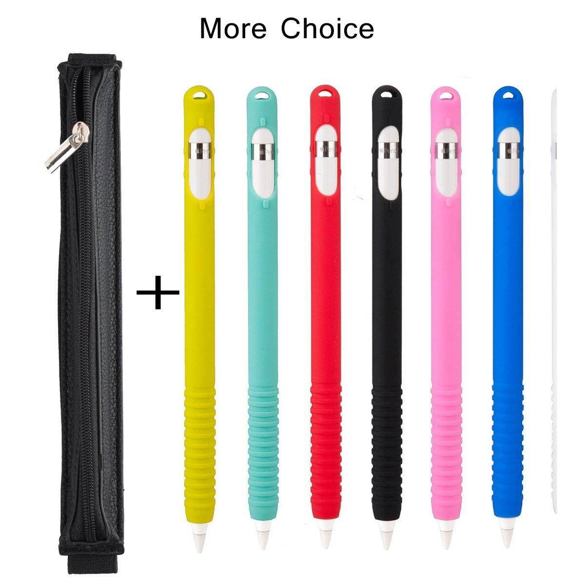ColorCoral Silicone Holder for Apple Pencil and Zippered Case with USB Adapter Pouch for Apple Pencil Compatible with iPad Pro 9.7" 10.5" 12.9"