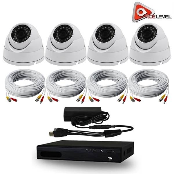 Acelevel 4 Channel HD AHD DVR Kit with 4 x 1080P Night Vision Weatherproof Dome Cameras and 1TB
