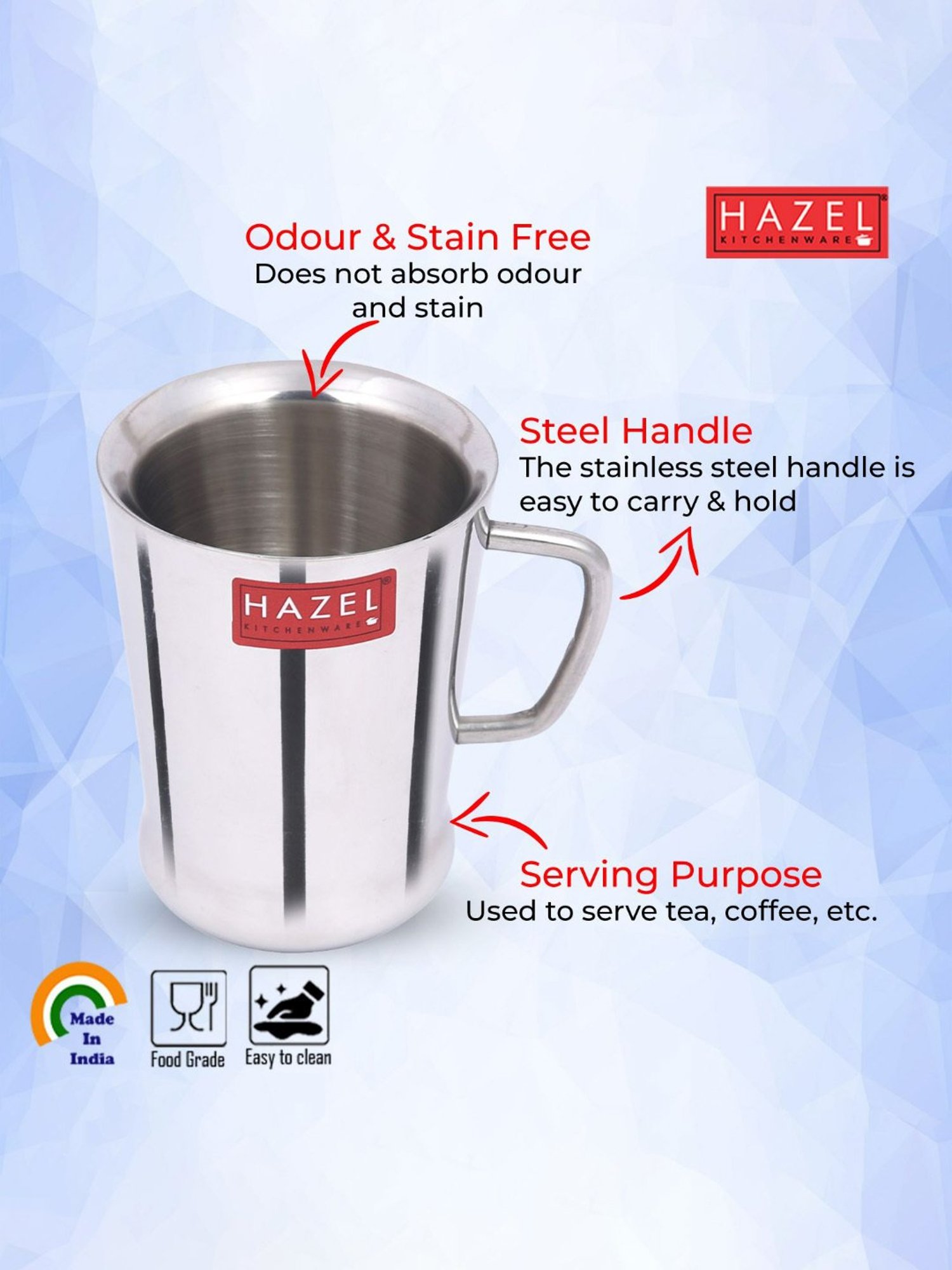 HAZEL Silver Stainless Steel Tea & Coffee Spice Cup - Set of 1