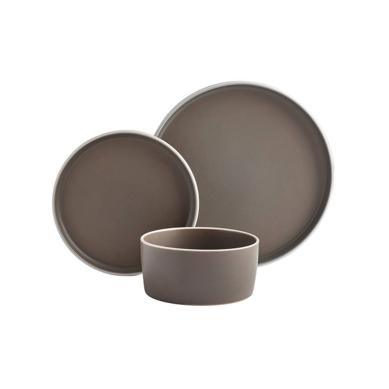 12pc York Dinnerware Set Brown - Tabletops Gallery