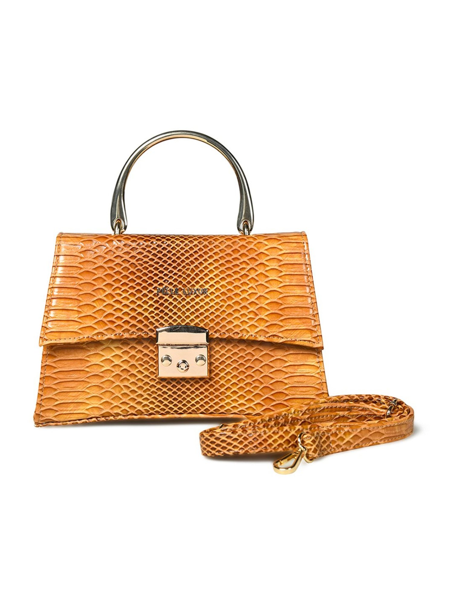 PELLE LUXUR Light Brown & Dark Brown Animal Effect Small Cross Body Bag