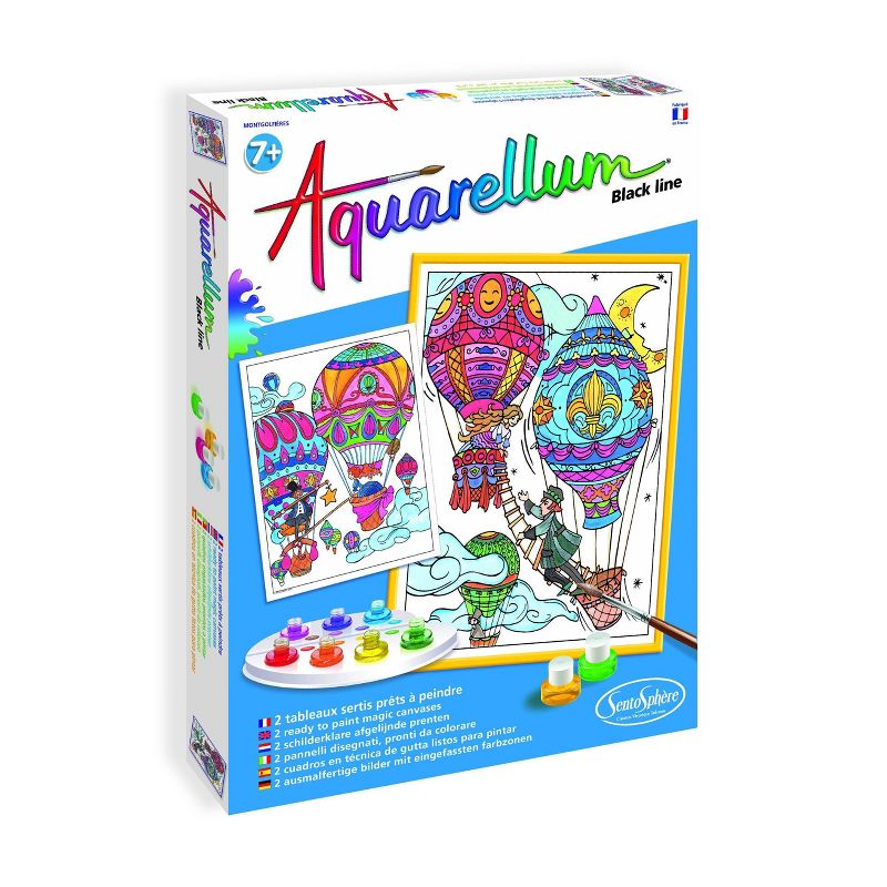 12ct Painting Kit Aquarellum Black Line Air Balloons - SentoSphere USA