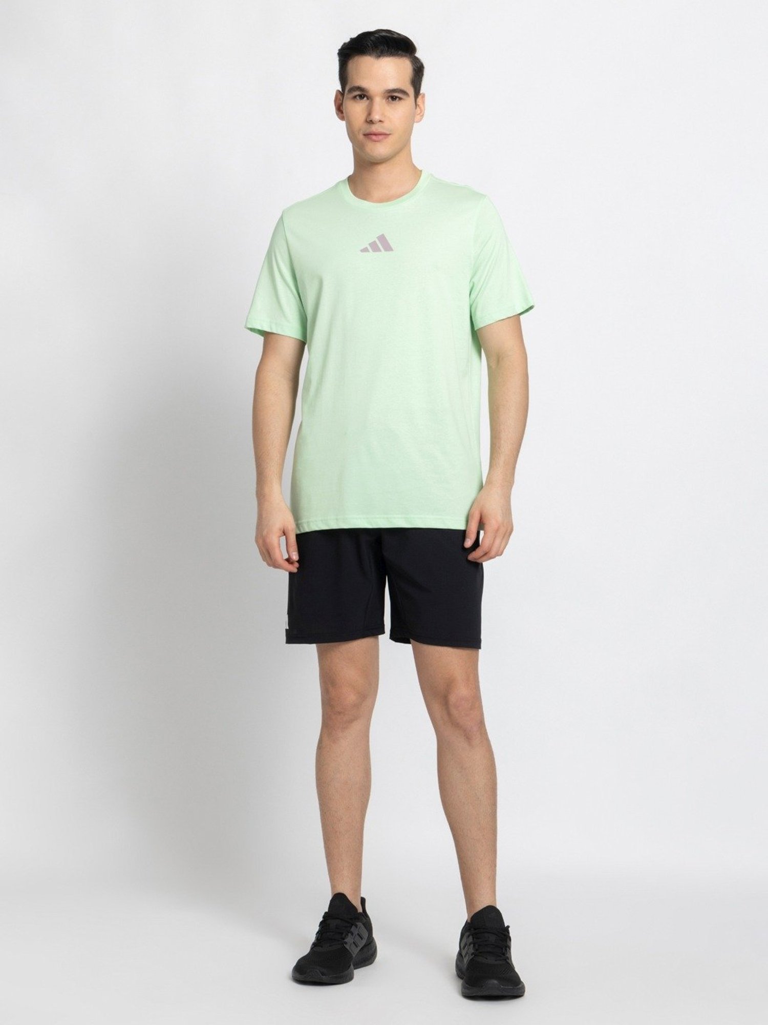 Adidas Green Cotton Regular Fit Printed Sports T-Shirt