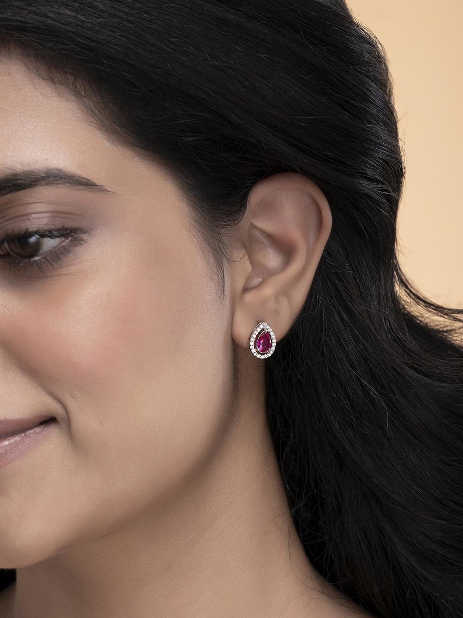 March by FableStreet Sterling Silver Pink Stud Earrings for Women