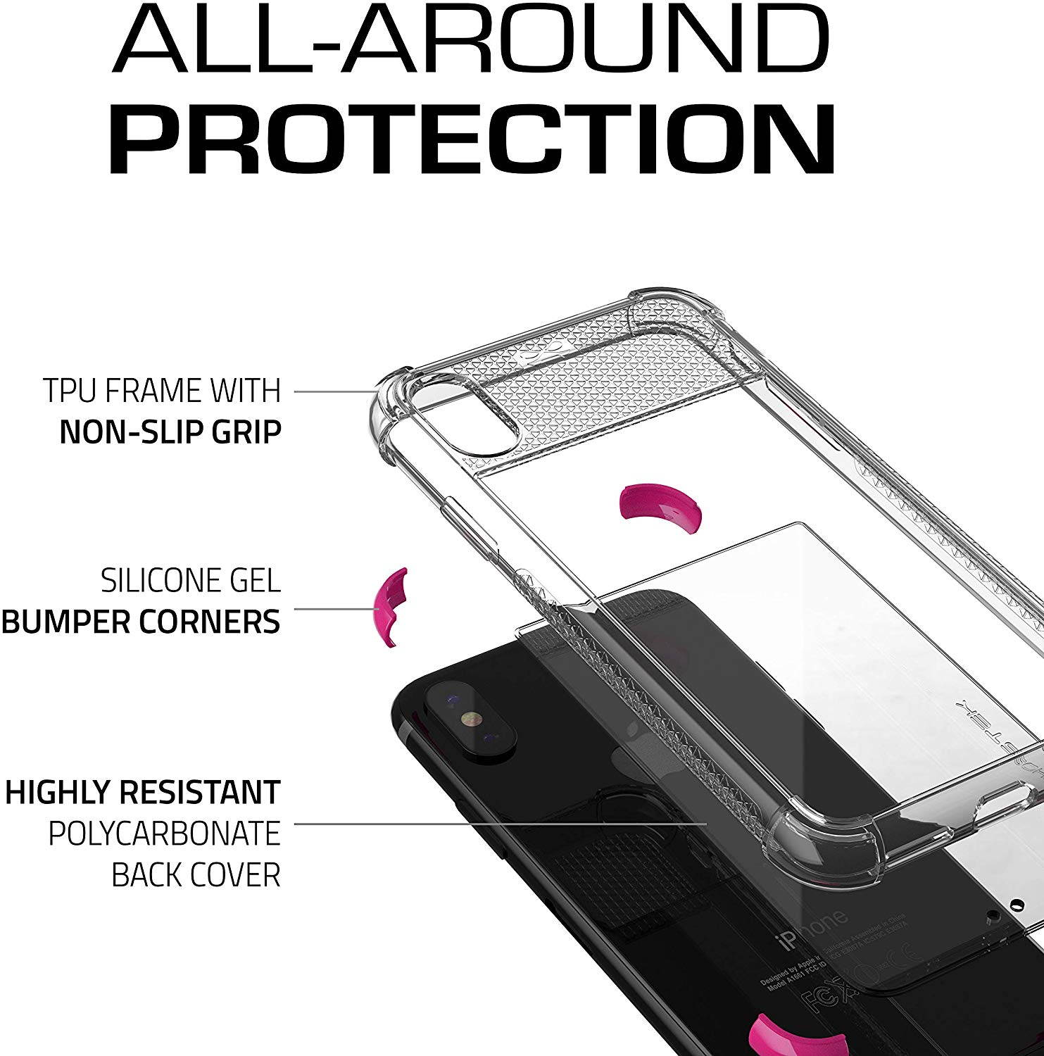 Moshi Vitros Clear Case for iPhone 11 - For Apple iPhone 11 Smartphone - Clear, Raven Black - High Gloss