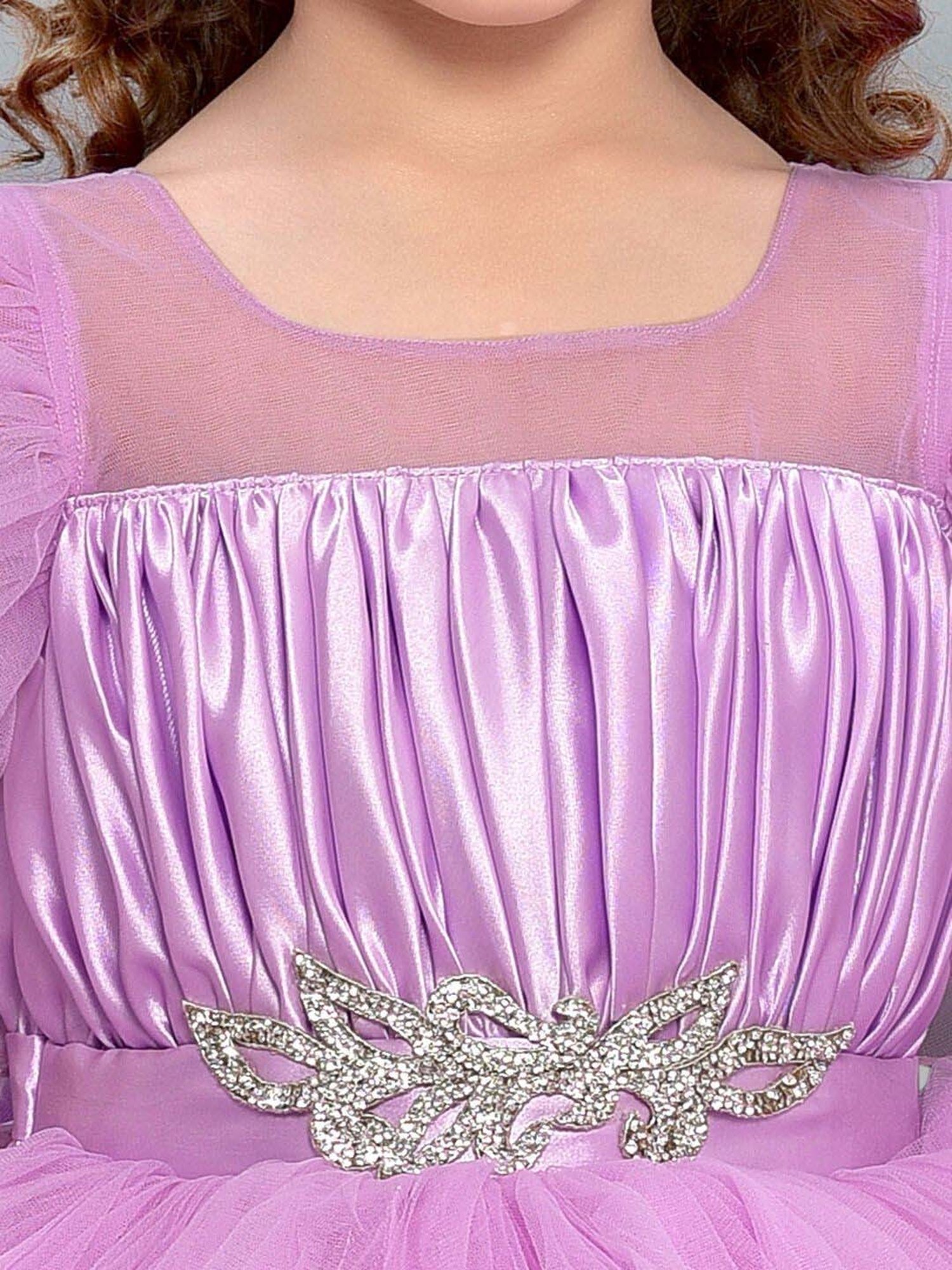 Pink Chick Kids Lavender Solid Party Gowns