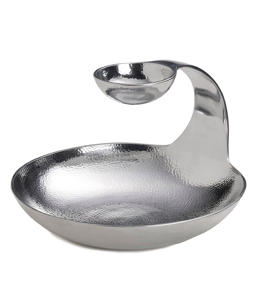 Towle Silversmiths Hammered Gooseneck Chip & Dip Server
