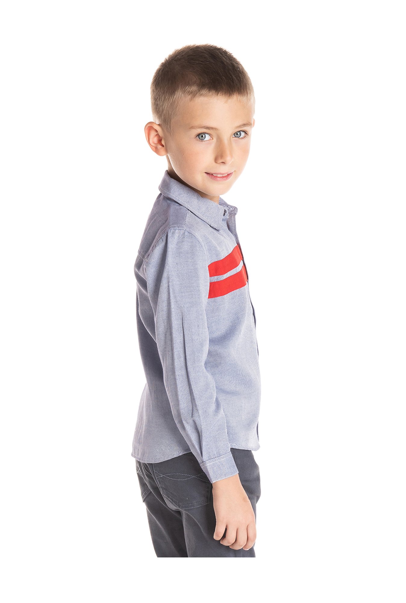 Cherry Crumble By Nitt Hyman Boys Grey Textured Shirt