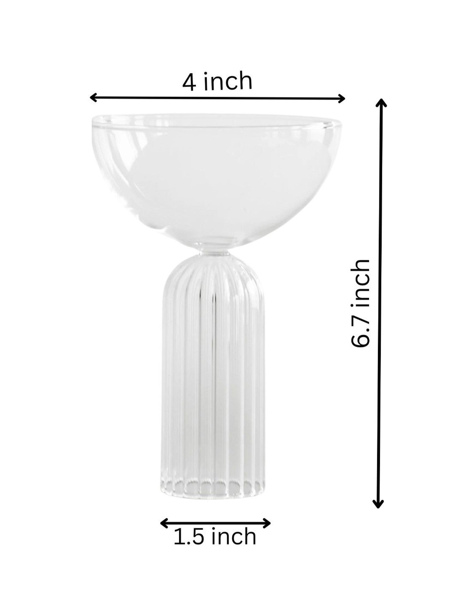 Melbify Ribbed Stem Coupe Fancy Transparent Cocktail Glass 250ml - Set of 2