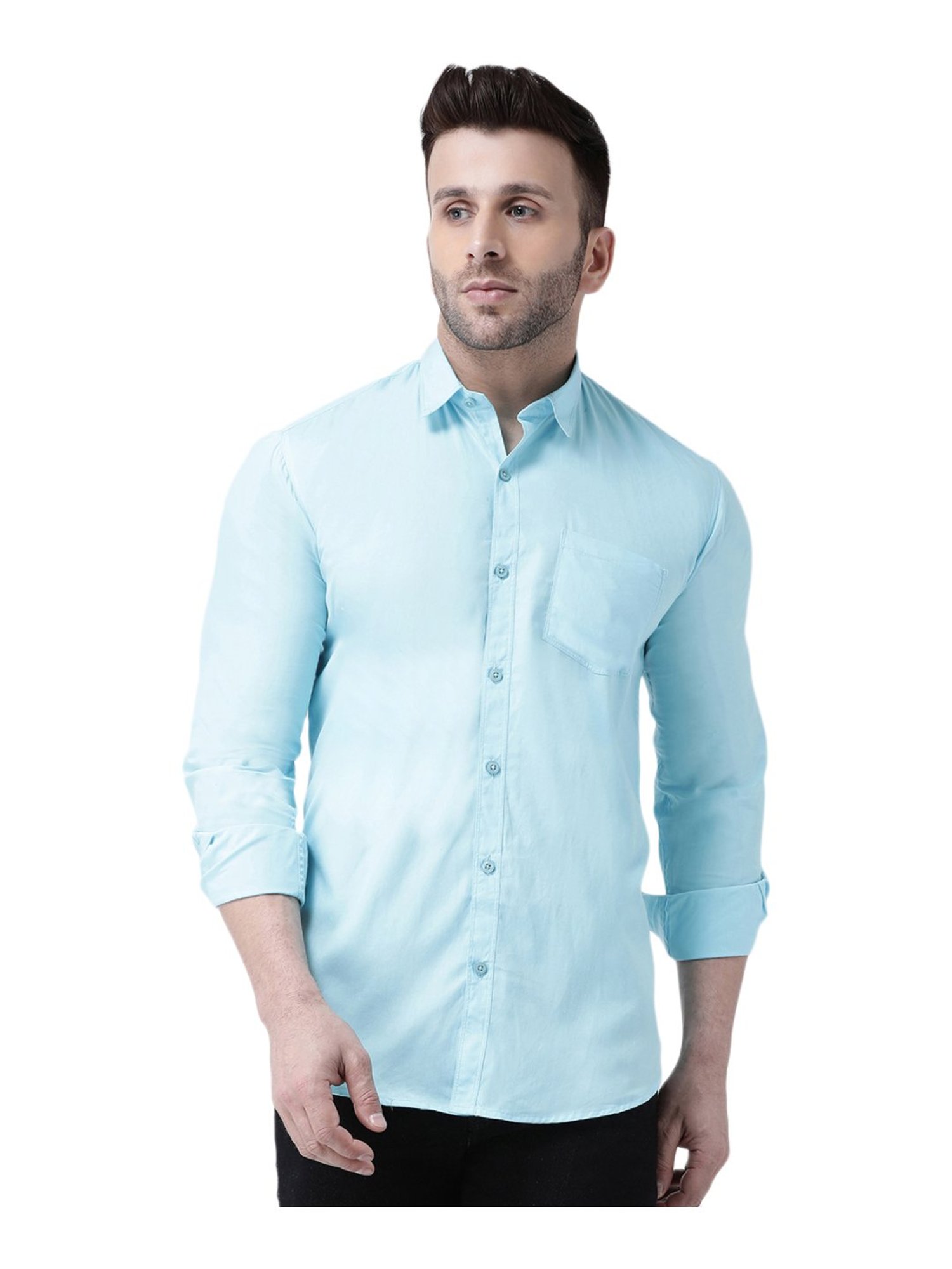 Hang Up Blue Cotton Slim Fit Shirt