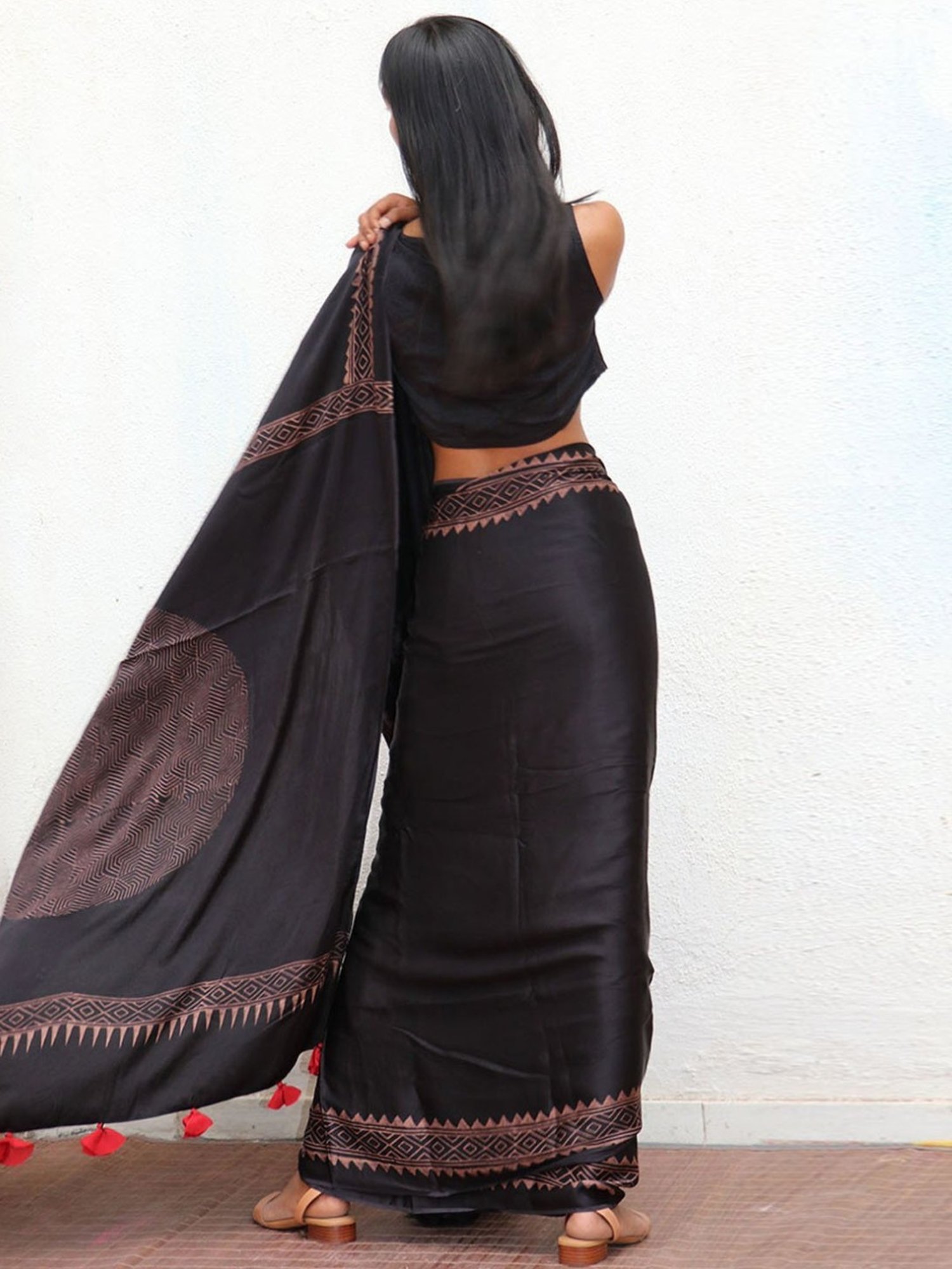 Chidiyaa Where the Wind Flows Piharavaa Blockprinted Modal Silk Saree