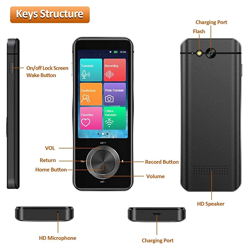 Language Translator Device, Portable Voice Translator All Languages 108+ Countries WiFi/Hotspot/Offline Two Way Instant Voice Translator 3.0 in Touch Screen