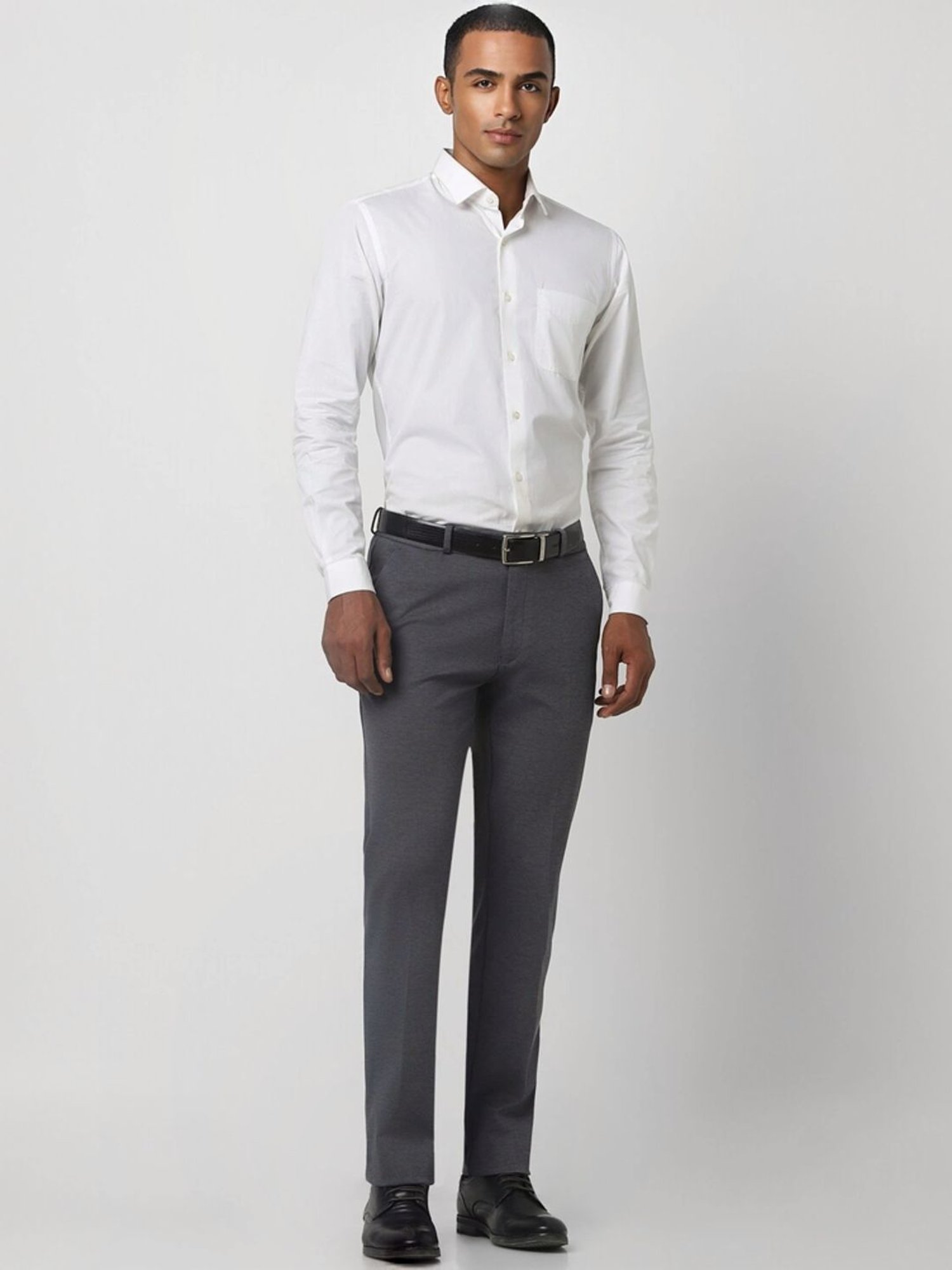Peter England Grey Slim Fit Trousers