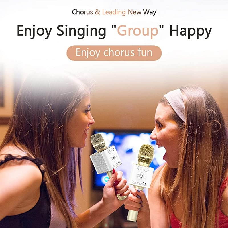 04 Wireless Bluetooth Karaoke Microphone,Louder Volume 10W Power, More Bass, 3-in-1 Portable Handheld Double Speaker Mic Machine for iPhone/Android/iPad/PC (04, Black-1)