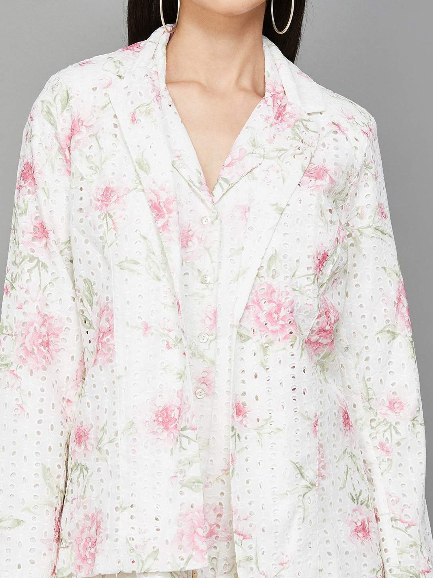 Code by Lifestyle White Printed Shrug