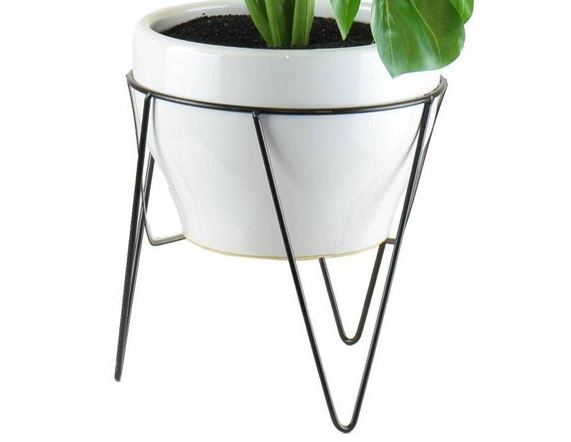 28" x 18" Artificial Monstera in Mid Century Stand White - LCG Florals