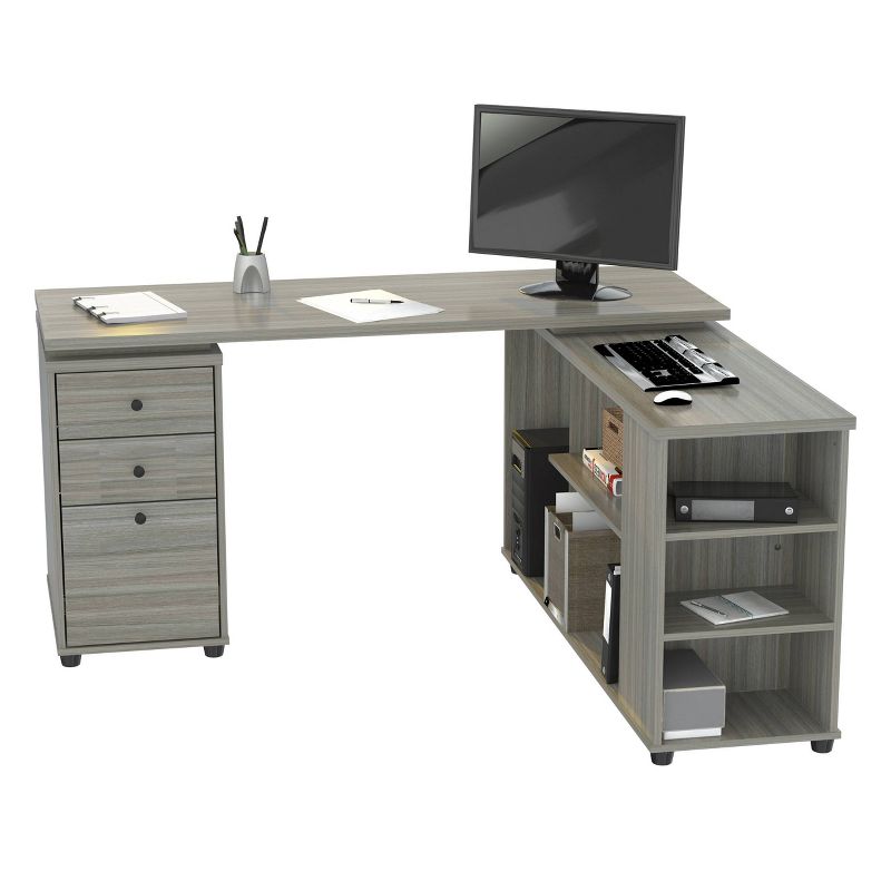 L Shaped Computer Workstation Gray - Inval