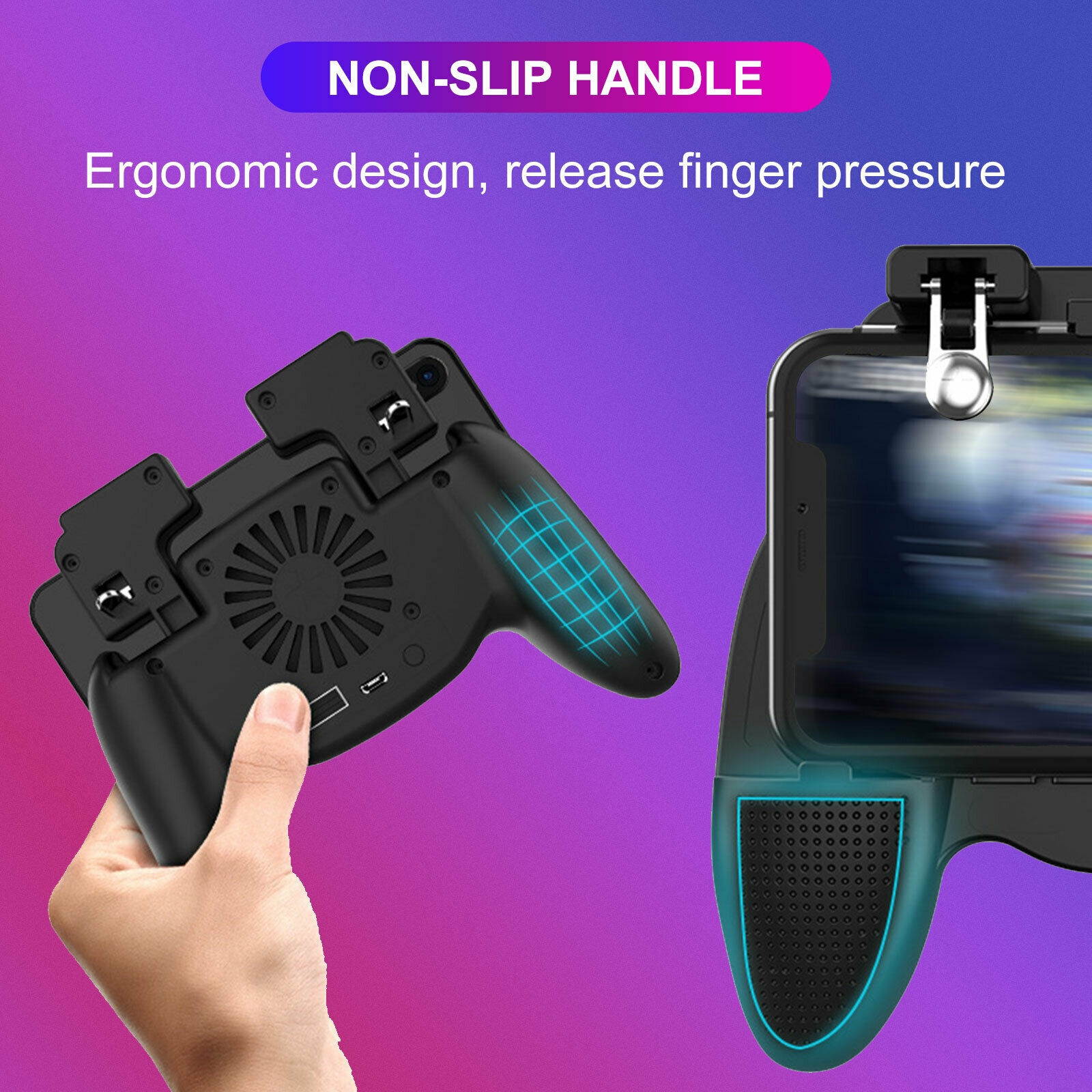 PUBG Mobile Phone Game Controller Joystick Gamepad + Cooling Fan for iOS Android