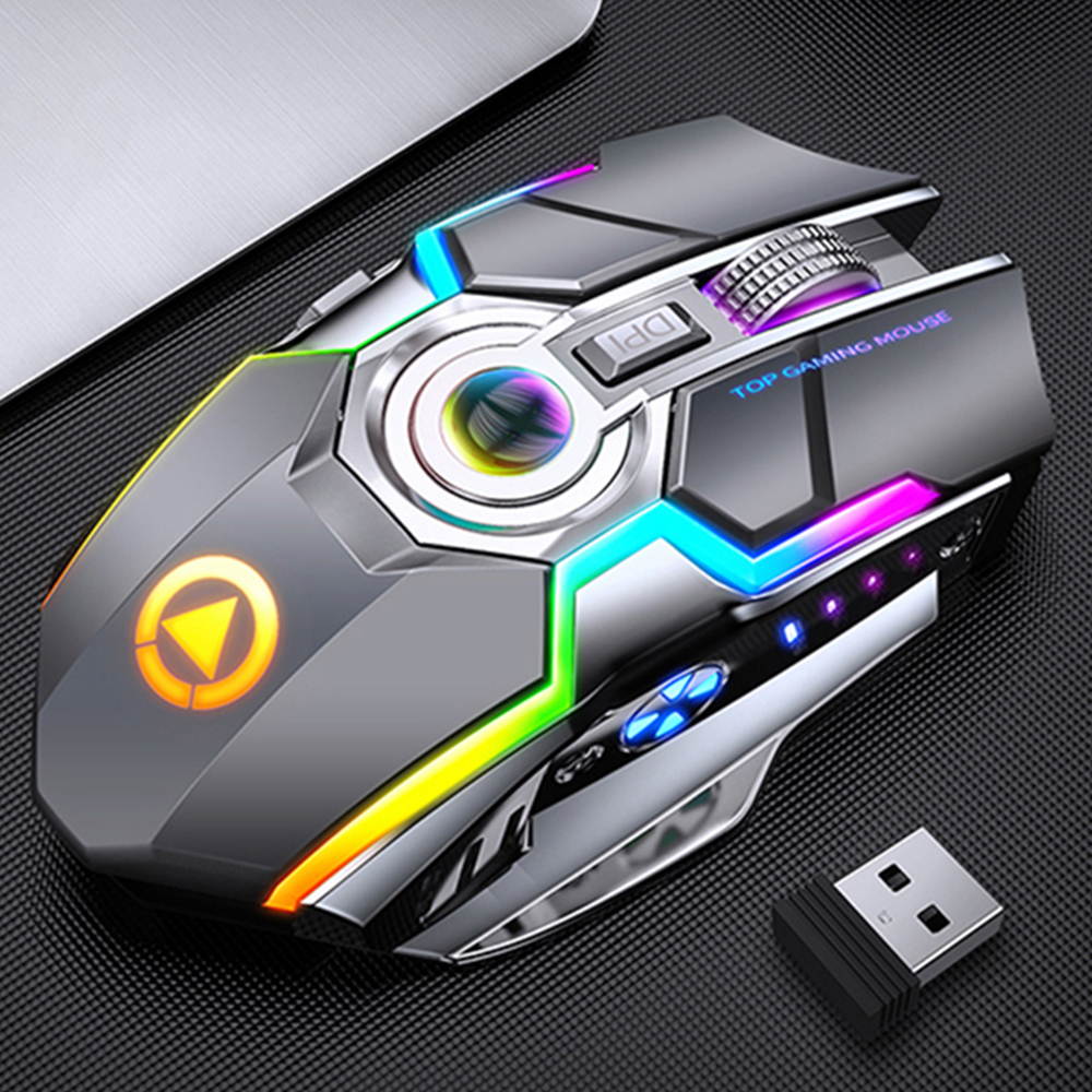 RGB Wireless Mouse USB Gaming Mouse 2.4Ghz Esports Backlit Silent Bluetooth Mice 7 Buttons 1600 DPI for Notebook Desktop