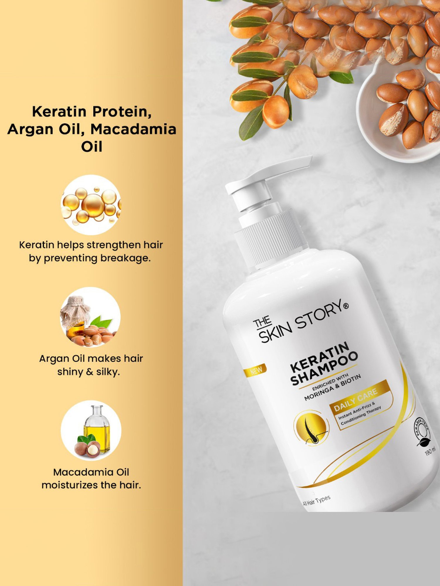 The Skin Story Moringa & Biotin Keratin Shampoo - 190 ml
