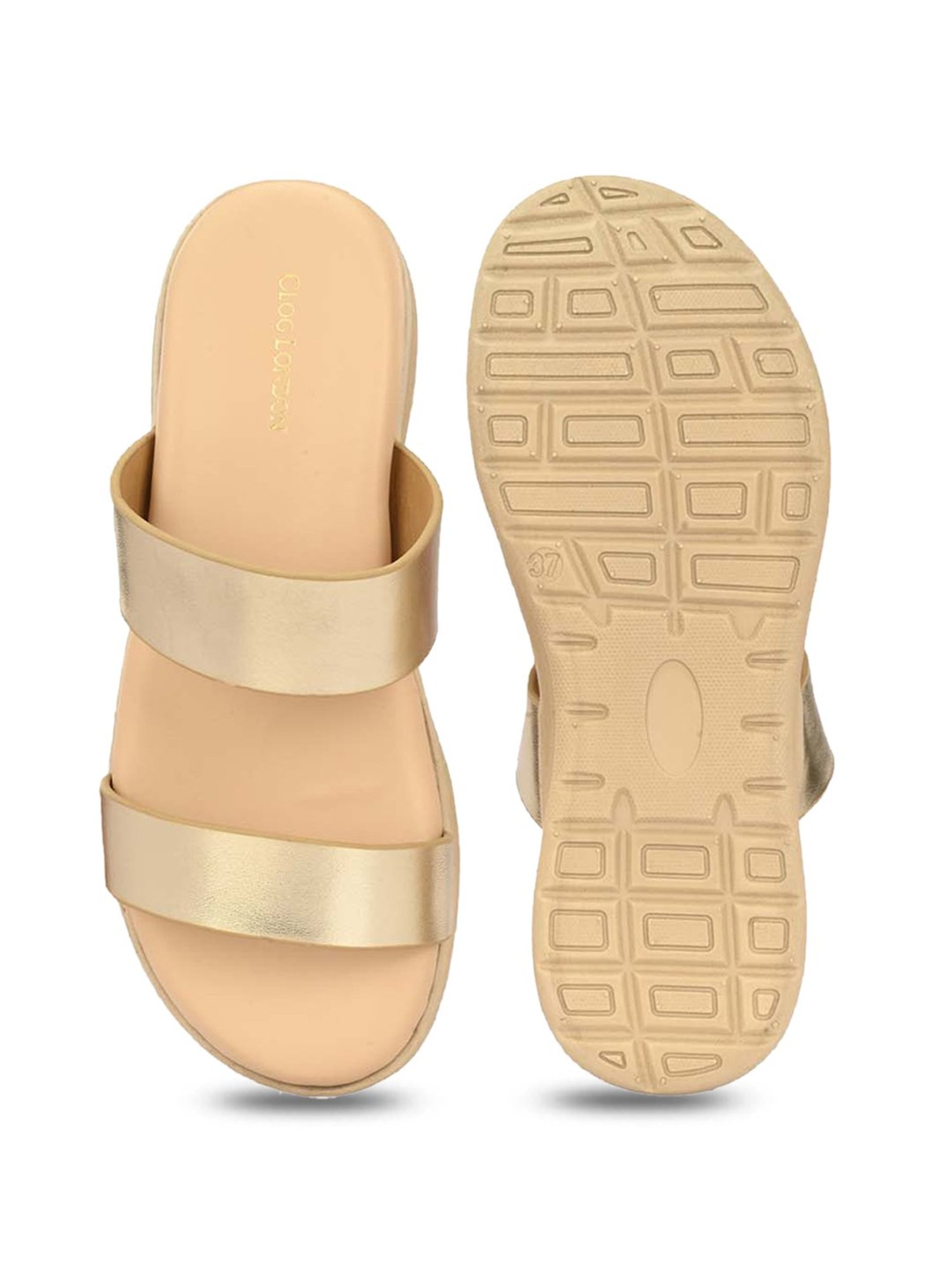 Clog London Women's Golden Casual Wedges