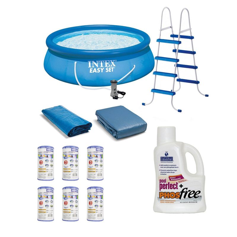 Intex Easy Set 15ft x 4ft Inflatable Above Ground Swimming Pool & Accessories