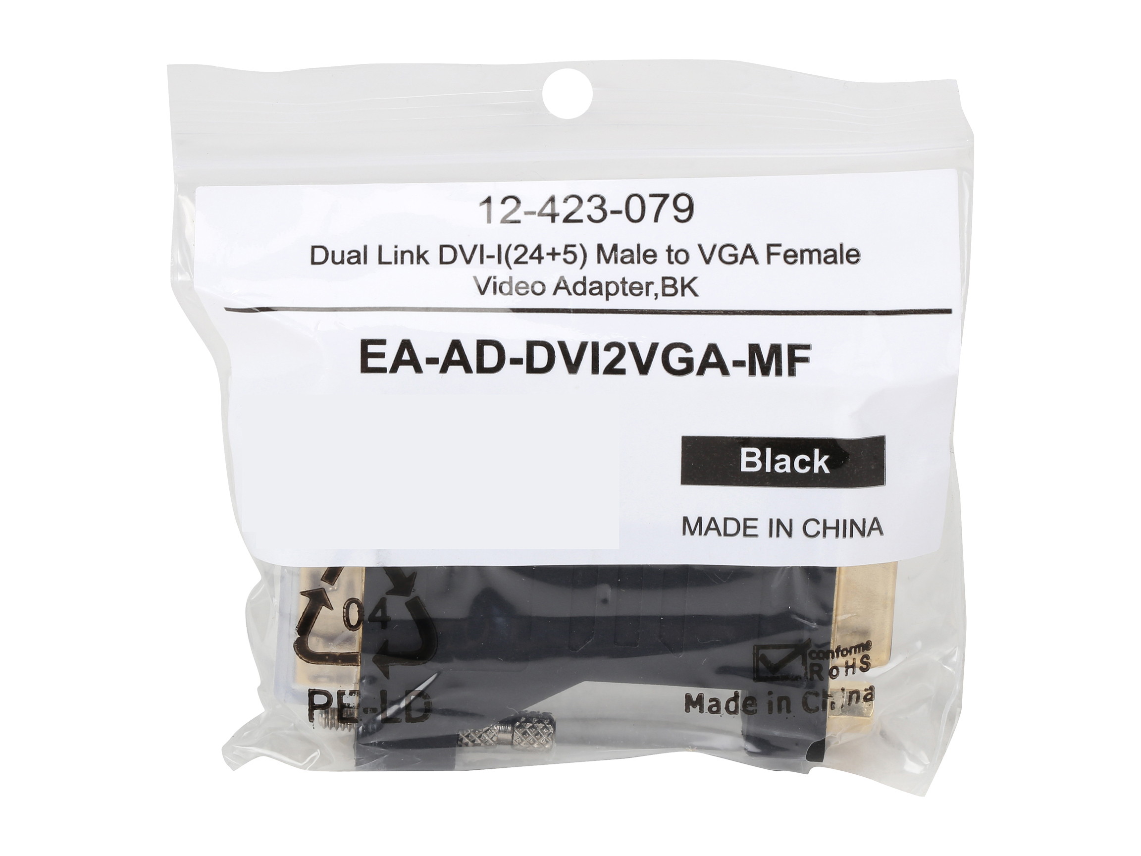 Coboc EA-AD-DVI2VGA-MF Black Color Dual Link DVI-I(24+5) Male to VGA Female Analog Video Adapter,Gold Plated,M-F