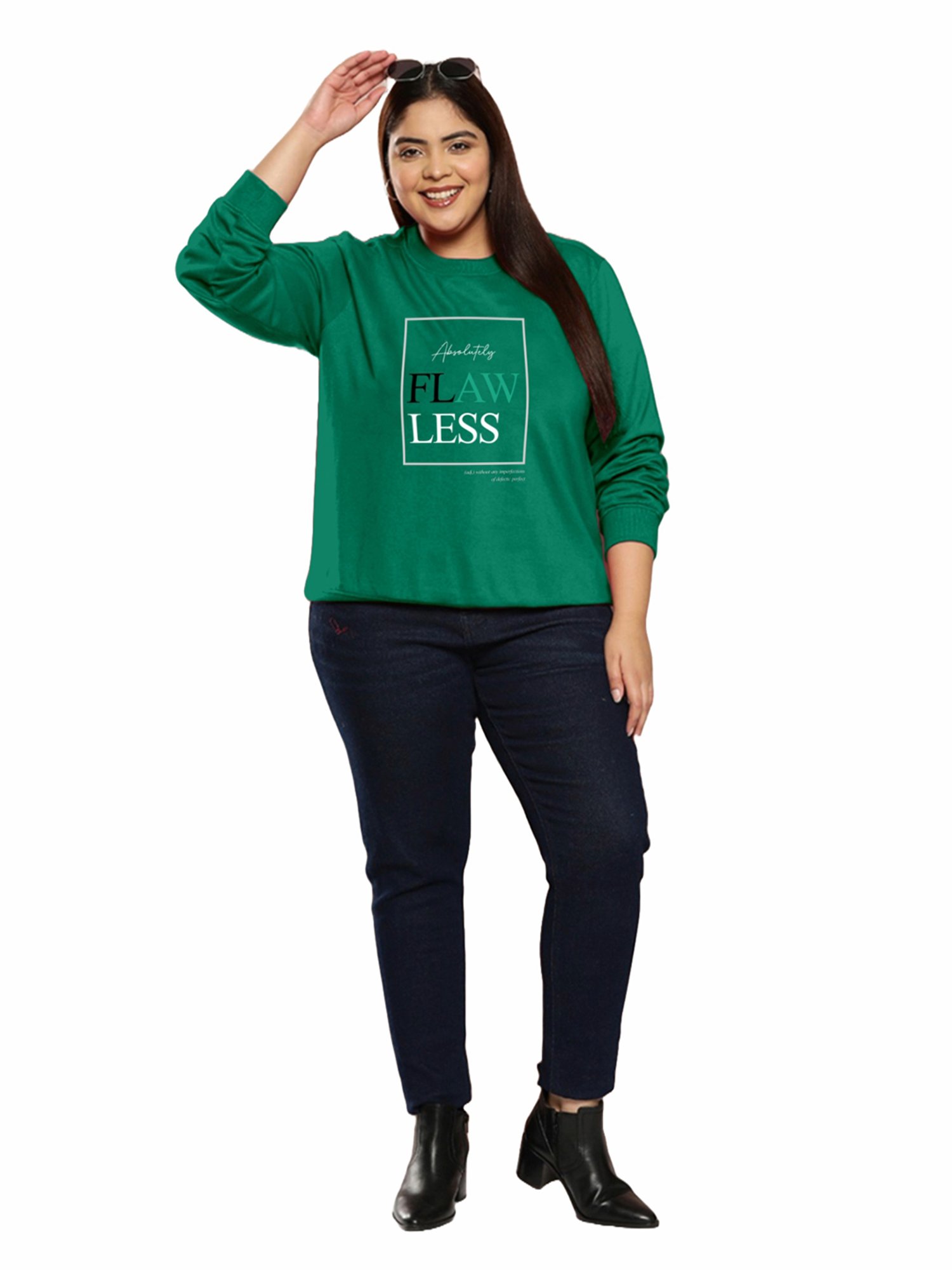 TAB91 Bottle Green Graphic Print Sweatshirt