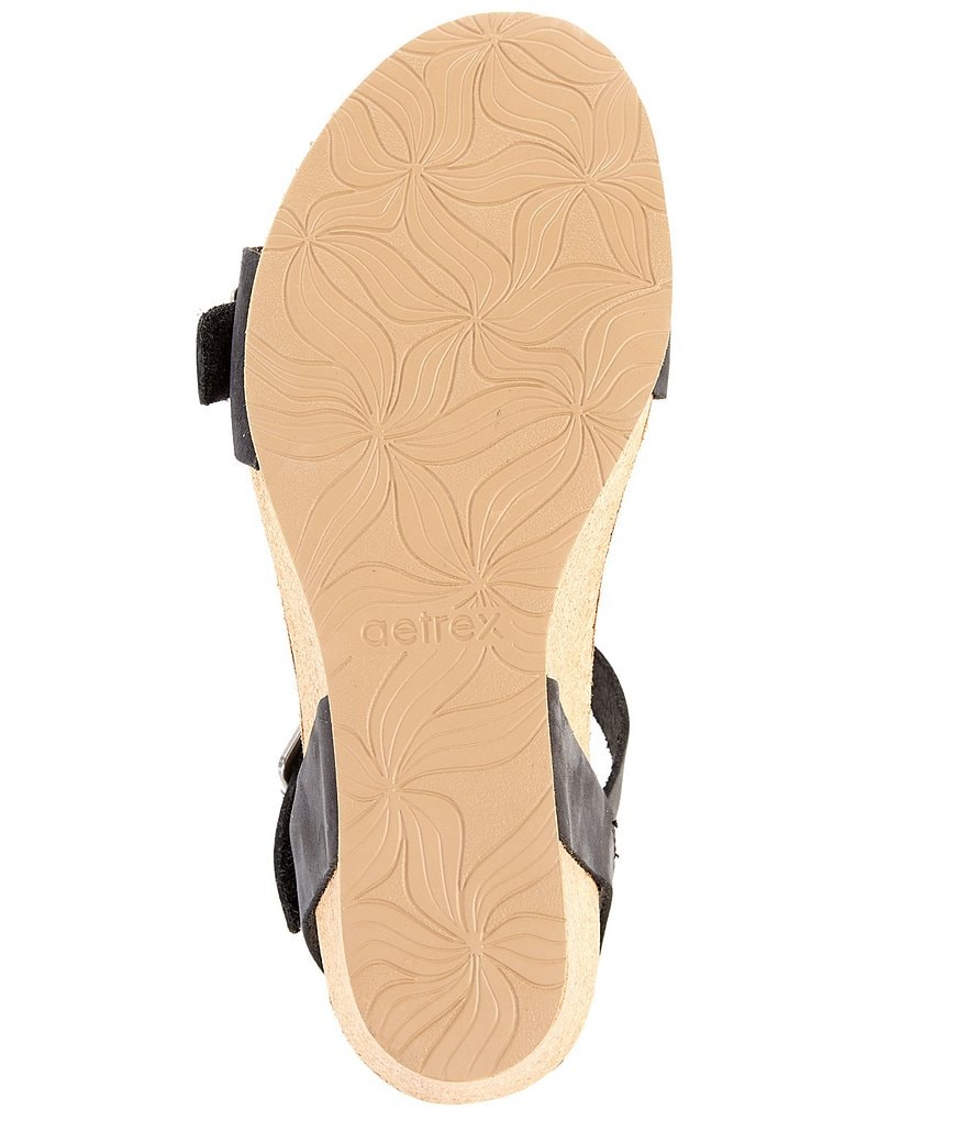 Aetrex Lexa Leather Wedge Sandals