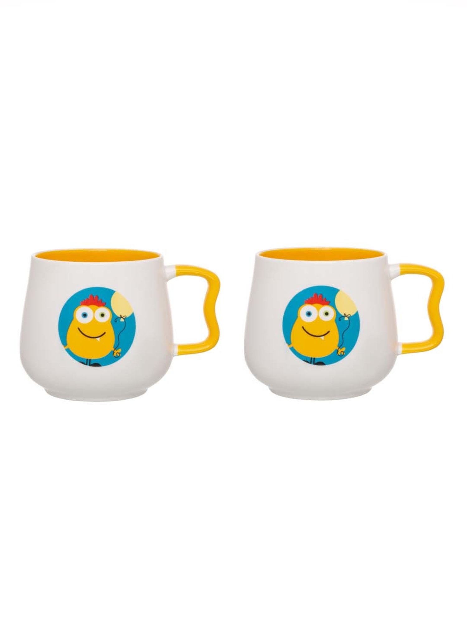 JCPL White & Yellow Ceramic 10.3 cm Milk Mug (0.33 L) - Set of 2