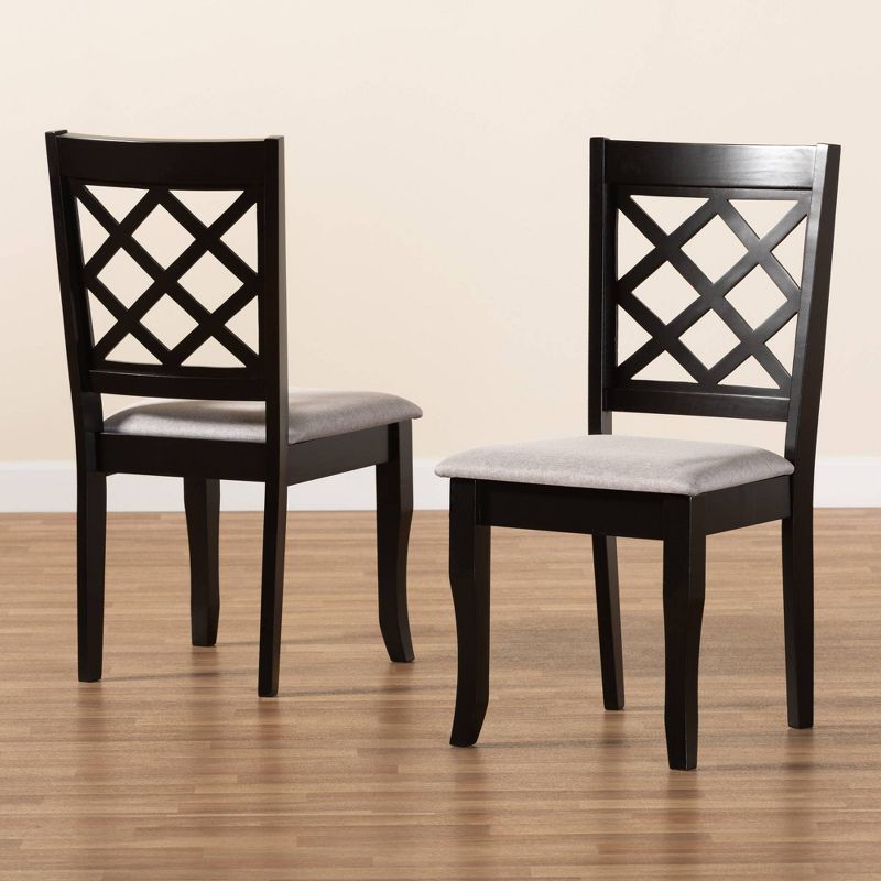 2pc Verner Fabric Upholstered and Wood Dining Chair Set Gray/Dark Brown - Baxton Studio