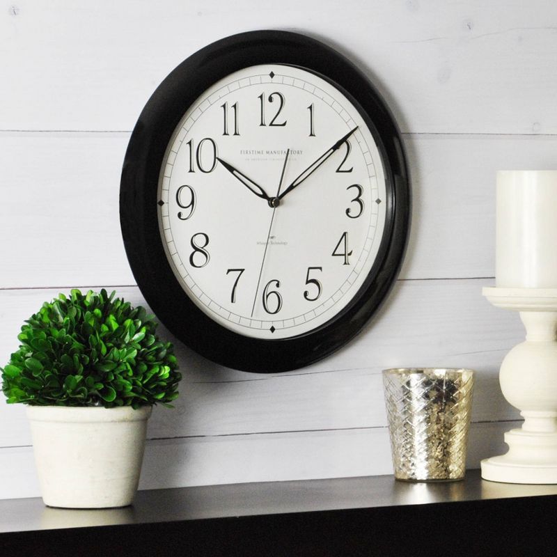 Whisper 11" Round Wall Clock Black - FirsTime
