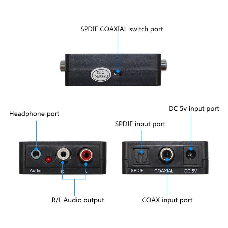 Optical SPDIF Toslink/Coaxial Digital to Analog Audio Decoder Converter with PCM, 5.1 Dolby Digital & DTS Support