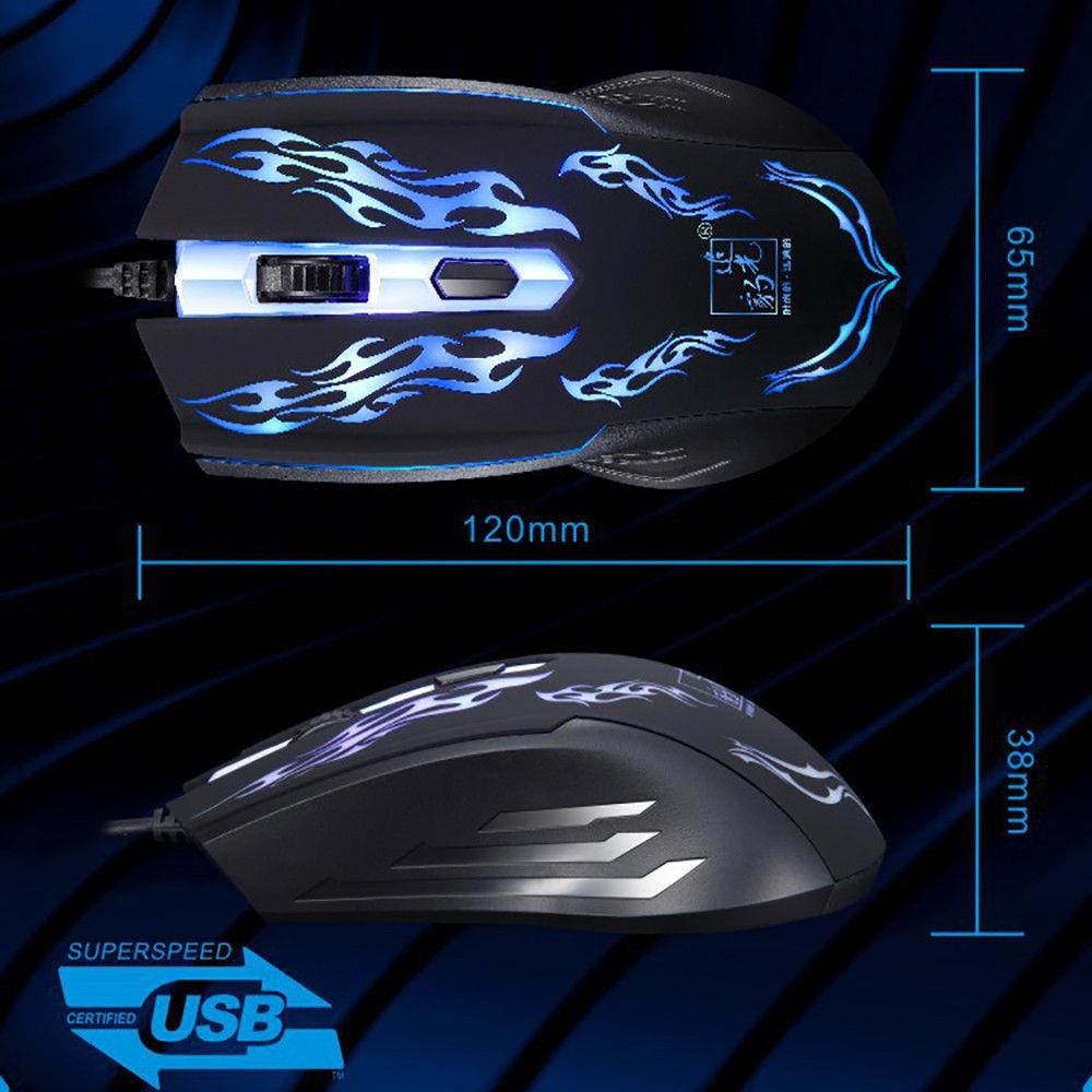 1200DPI 4Buttons Wired Gaming Mouse LED Optical Game Mouse Mice For PC Laptop