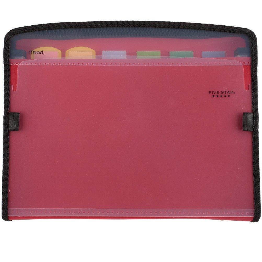 Five Star Expanding File, 7-Pocket Expandable Folder, Zipper Closure, Customizable, Red (72705)